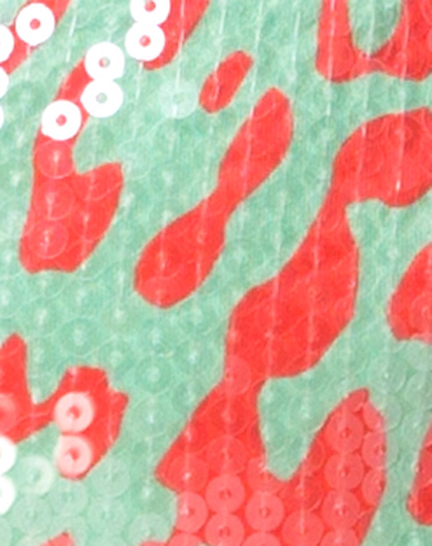 Imagen de la falda Cherish en leopardo flúor con lentejuelas transparentes