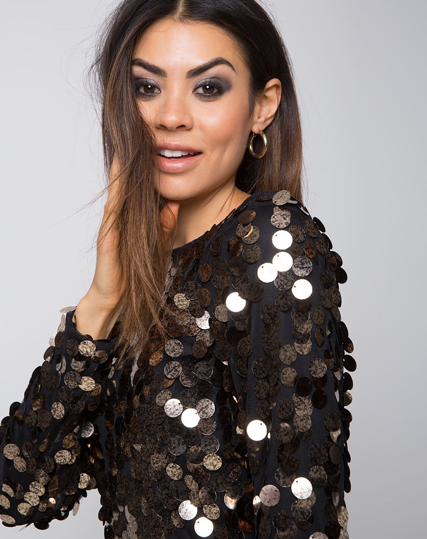 Vestido Bodycon Malia de lentejuelas disco moteado Negro
