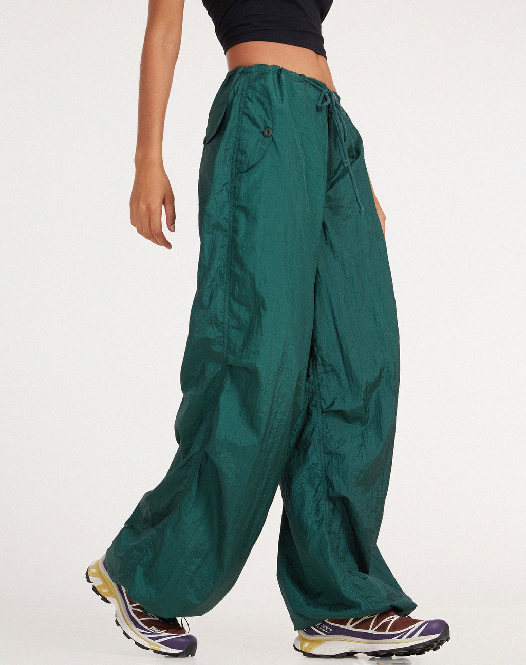 Pantalón Chute en paracaídas verde botella
