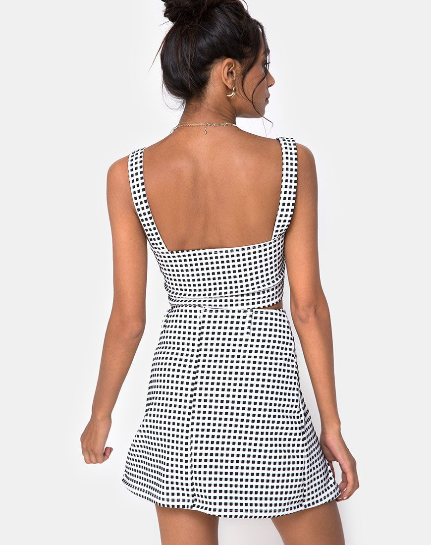 Top Ciara en guinga marfil negro