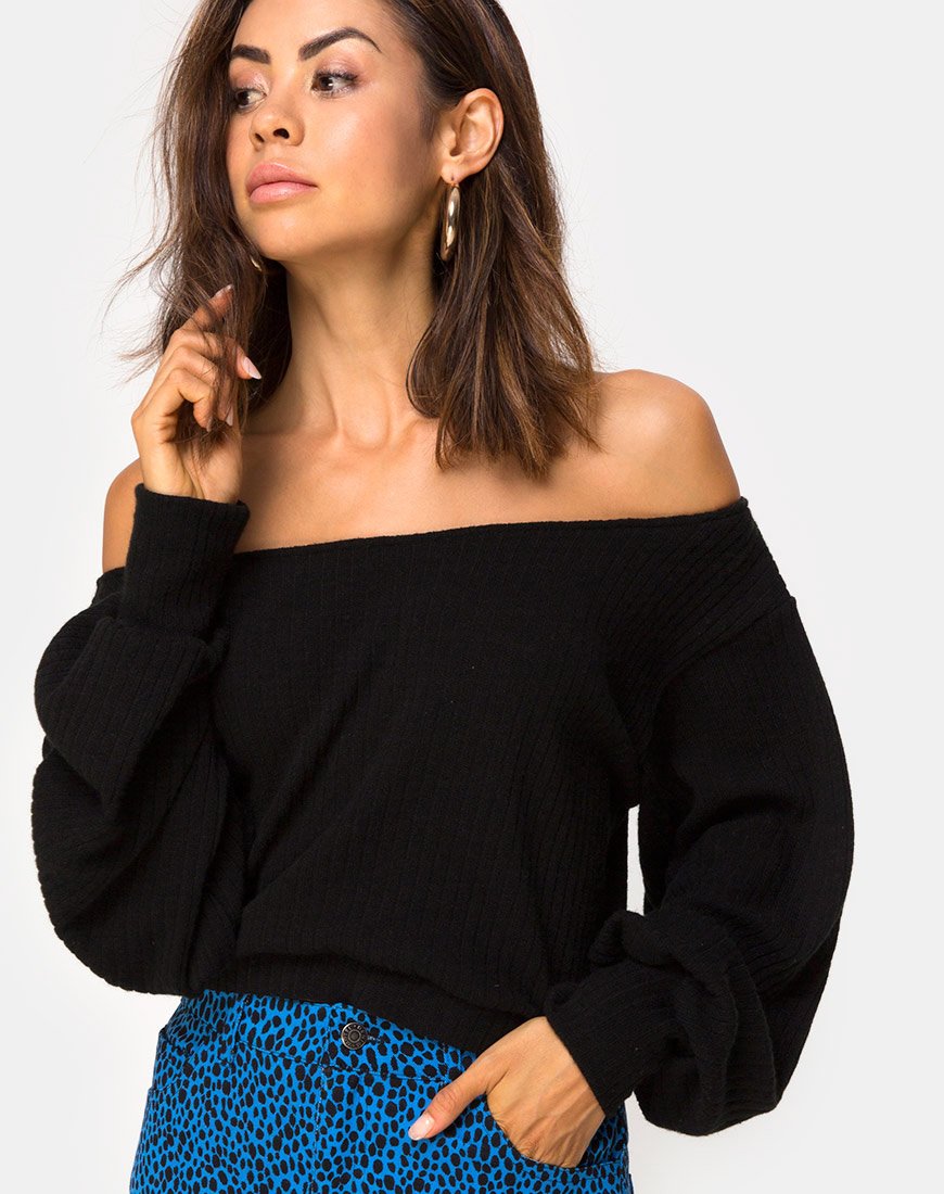 Imagen de Saray Off The Shoulder Jumper en punto negro