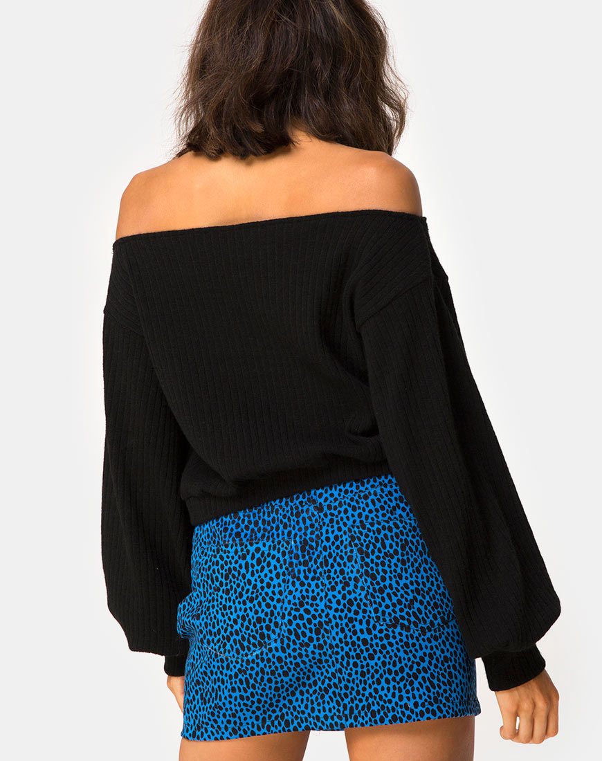 Jersey Saray de punto negro sin hombros