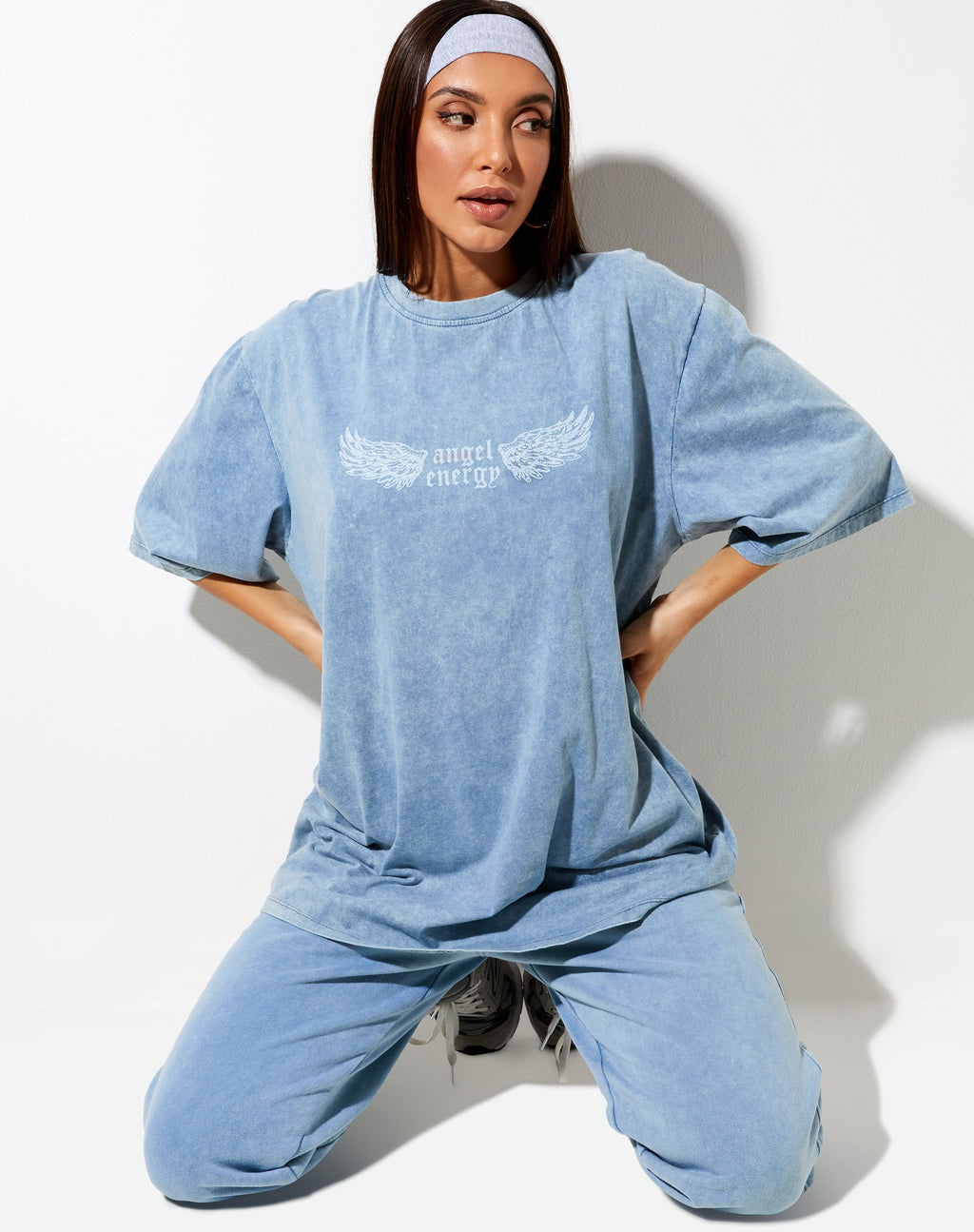 Camiseta Cocoon en azul lavado 'Angel Energy' Wings