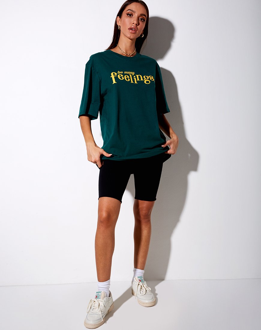 Imagen de Cocoon Tee in Bottle Green Too Many Feelings