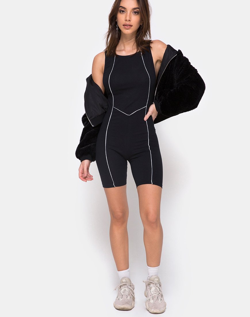 Imagen de Coda Unitard en negro con ribetes