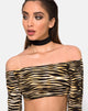 Imagen de Coga Off Shoulder Top in Zips Zebra Marrón
