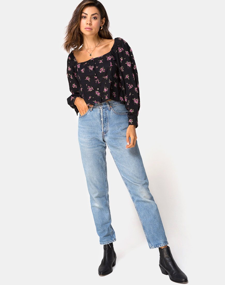 Imagen de Conila Crop Blouse en Sohey Rose Negro
