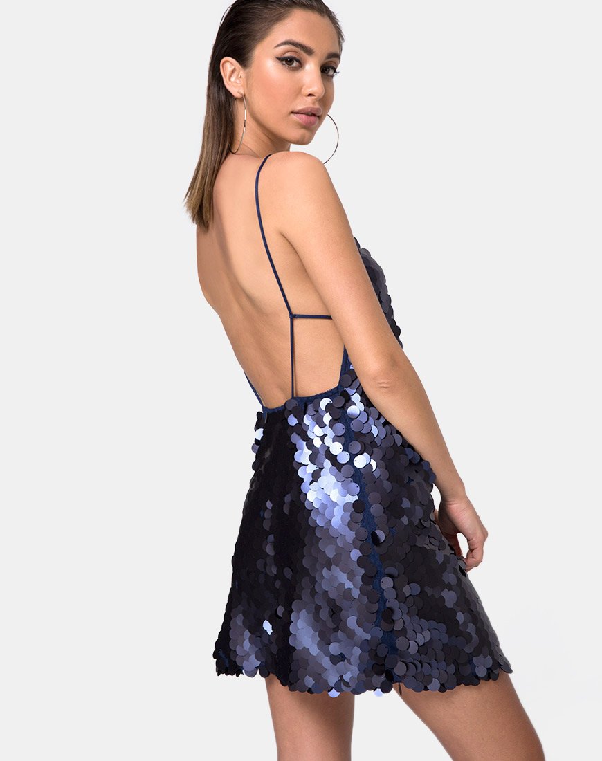 Vestido Corine de lentejuelas escamas medianoche