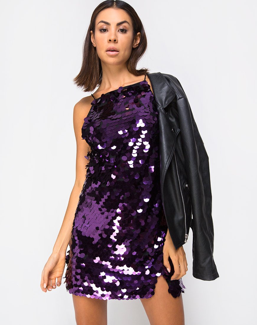 Vestido Corine de lentejuelas disco ciruela