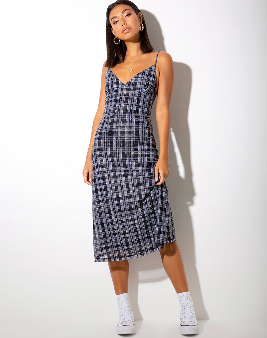 Imagen de Cotina Midi Dress in Inkblot Check Black and White