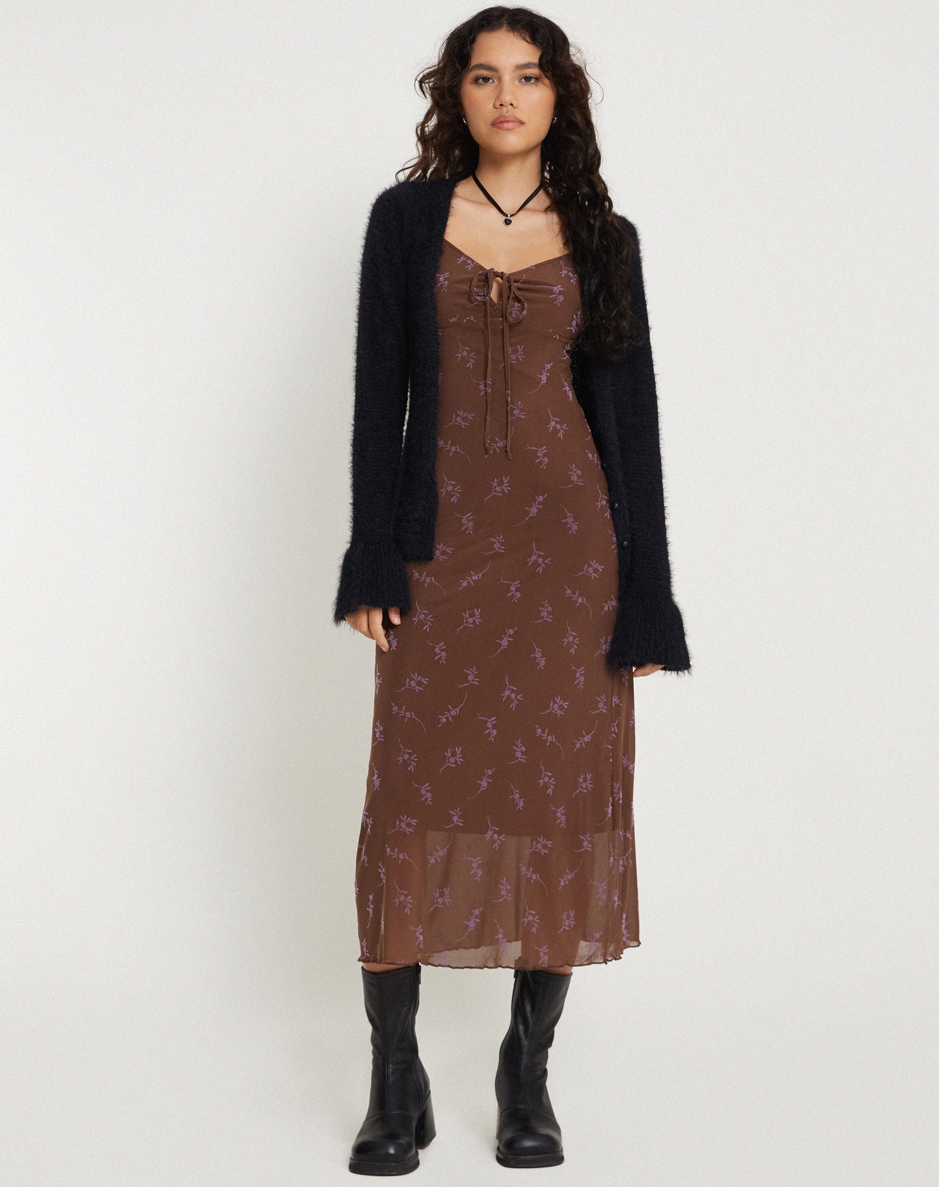 Imagen de Coya Maxi Dress in Flower Stem Flock Marrón