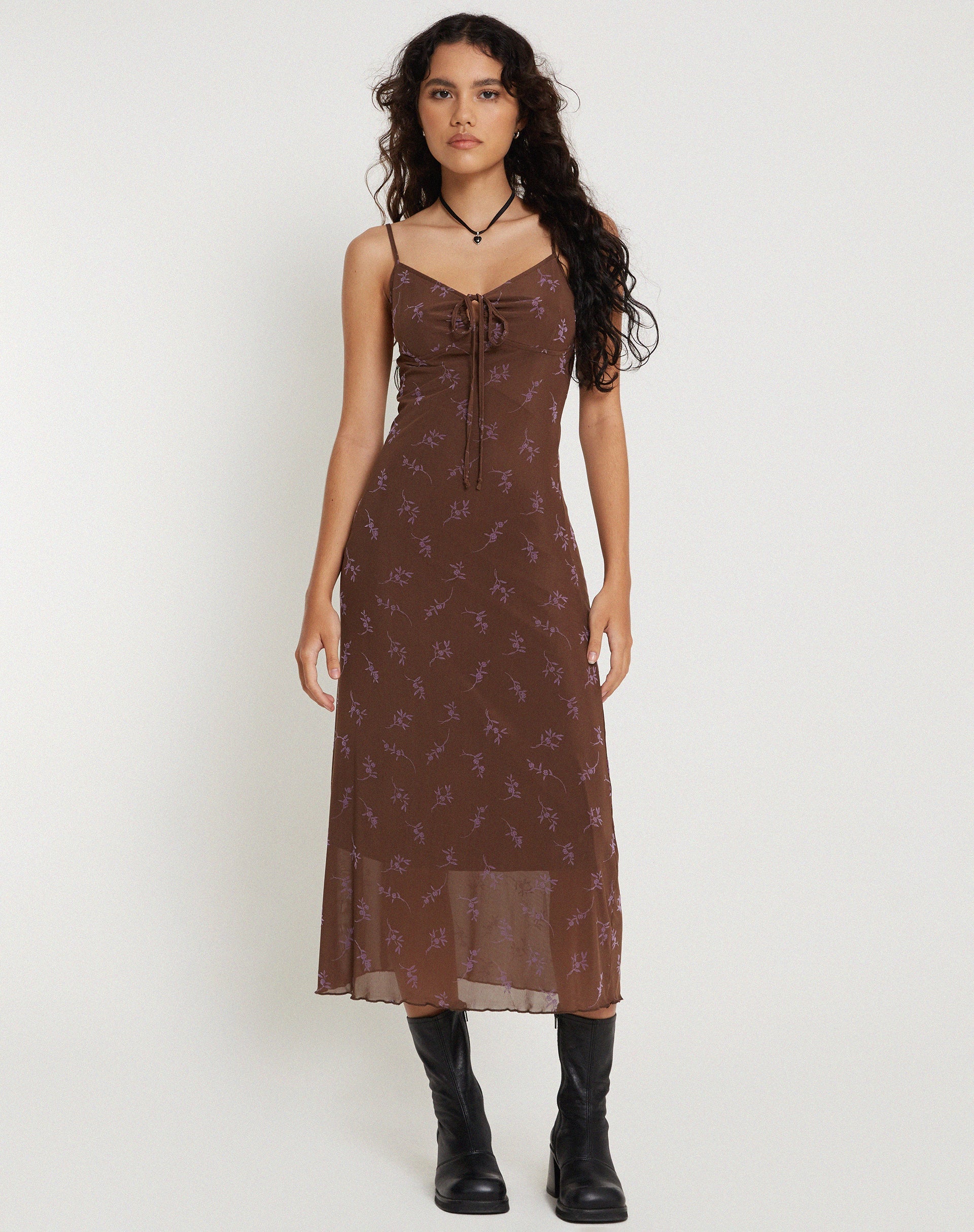 Imagen de Coya Maxi Dress in Flower Stem Flock Marrón
