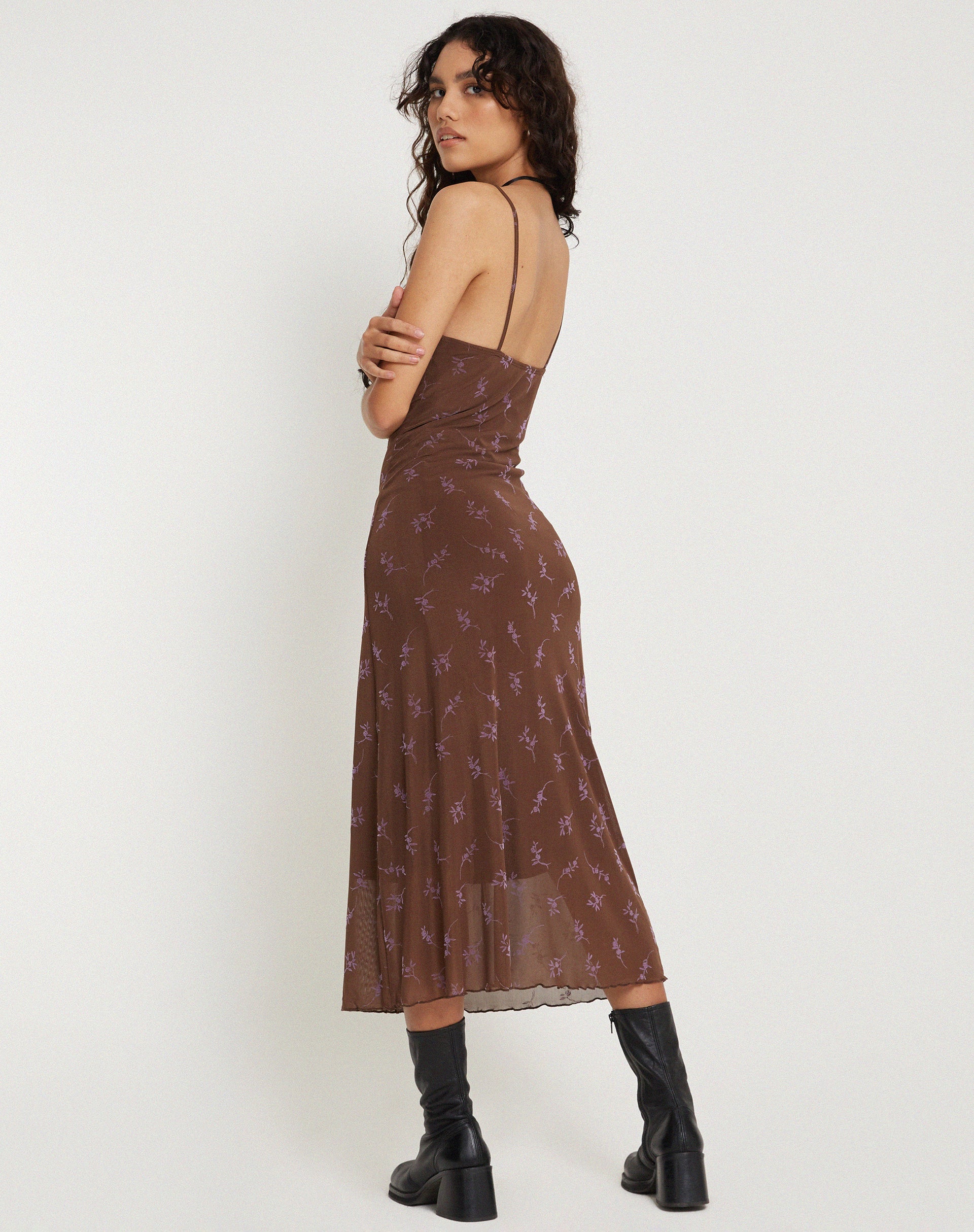 Imagen de Coya Maxi Dress in Flower Stem Flock Marrón