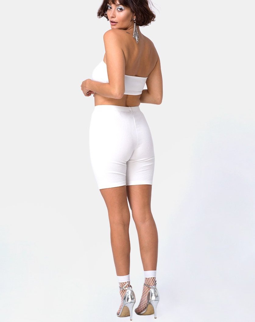 Pantalón corto de ciclismo Mini Rib Blanco