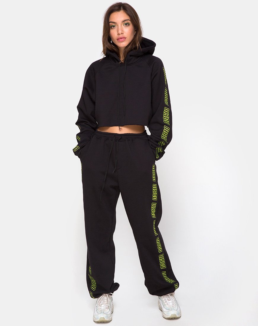 Imagen de Cropped Black Hoodie in Disco Embro