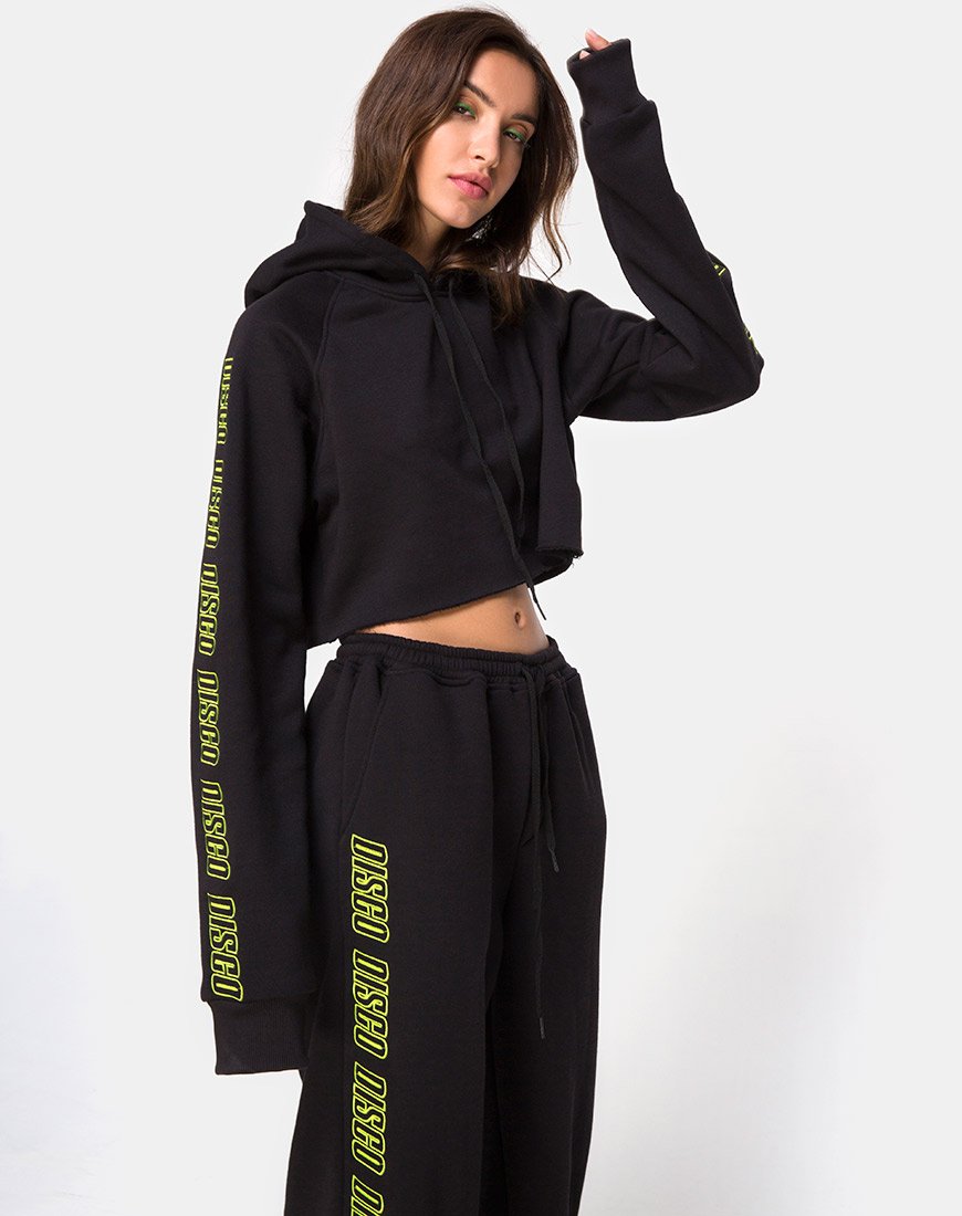 Sudadera negra con capucha en Disco Embro