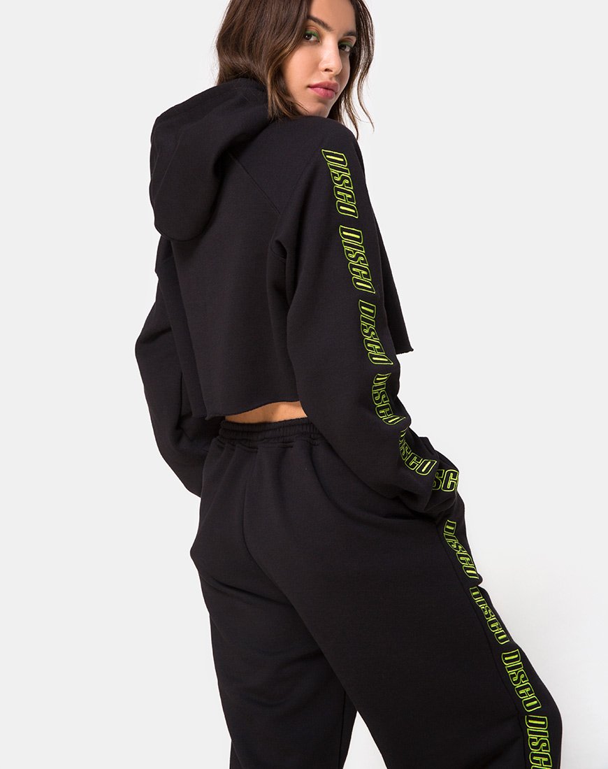 Imagen de Cropped Black Hoodie in Disco Embro