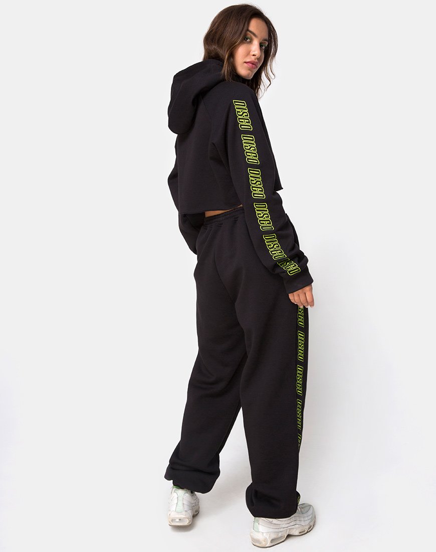 Imagen de Cropped Black Hoodie in Disco Embro
