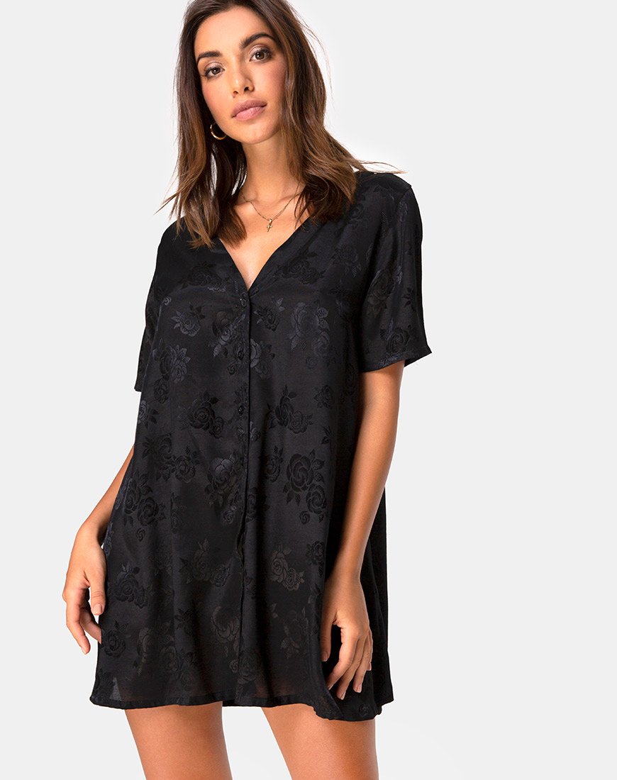 Vestido Crosena en Satén Rosa Negro