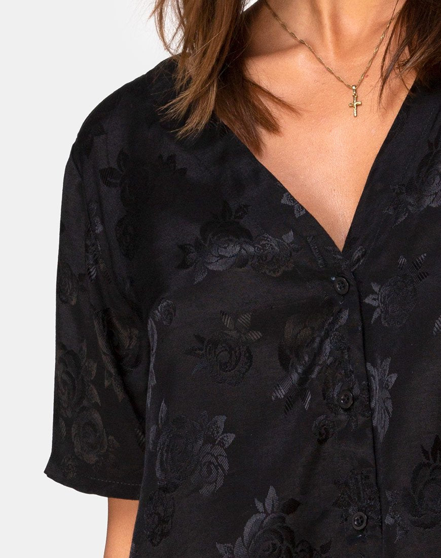 Imagen del vestido Crosena de satén rosa negro