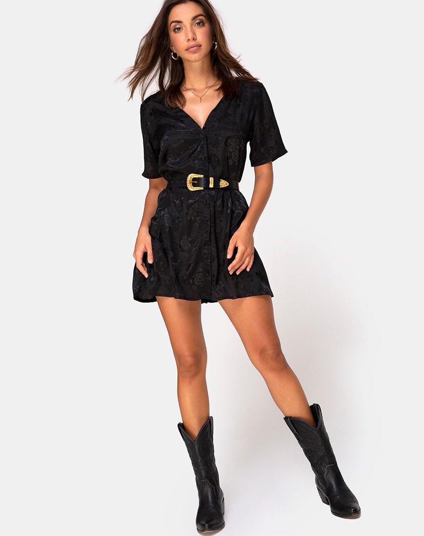 Imagen del vestido Crosena de satén rosa negro