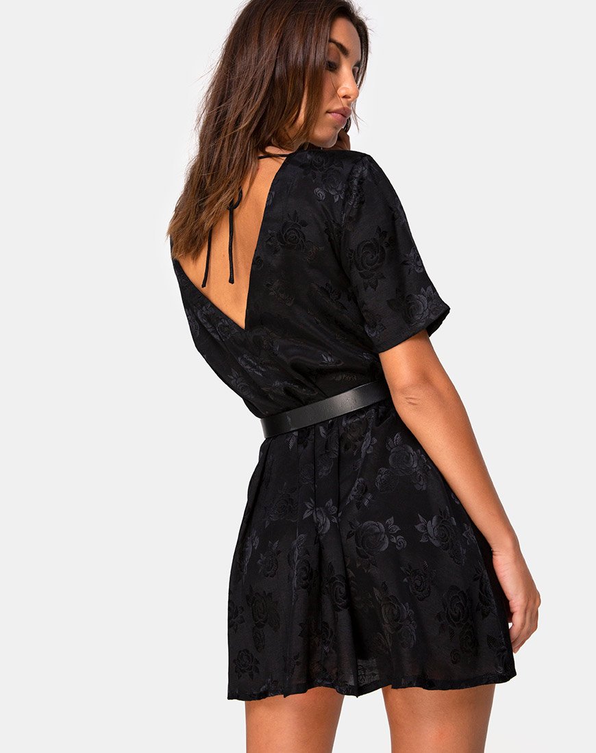 Vestido Crosena en Satén Rosa Negro