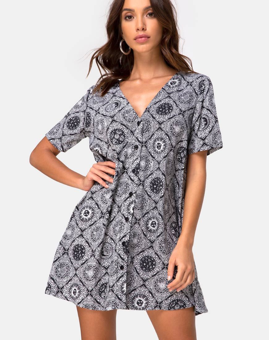Vestido Crosena en negro astrológico