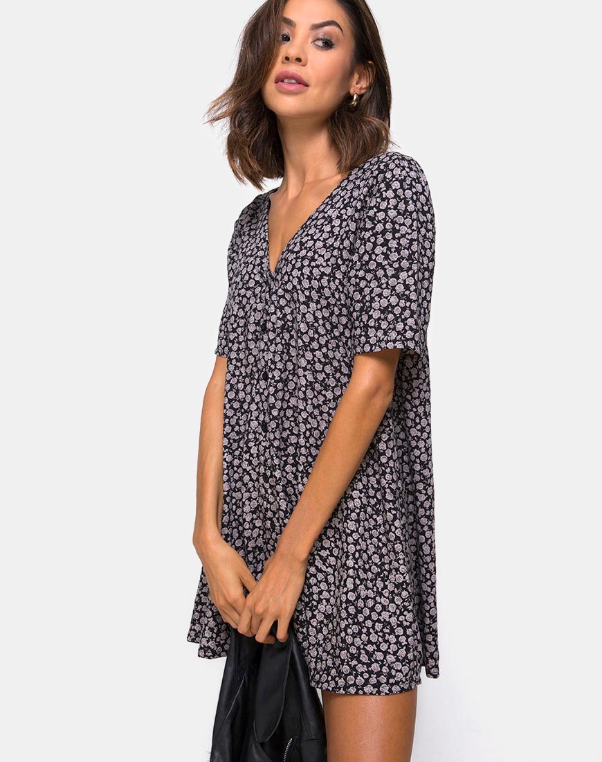 Vestido Swing Crosena en Ditsy Rose Negro