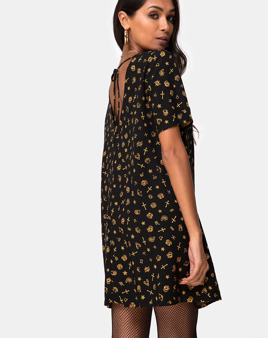 Vestido Swing Crosena en Mini Astro Negro