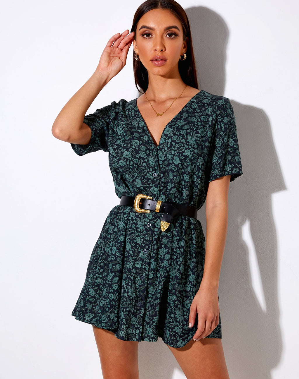 Vestido Crosena en Mono Paisley Sage
