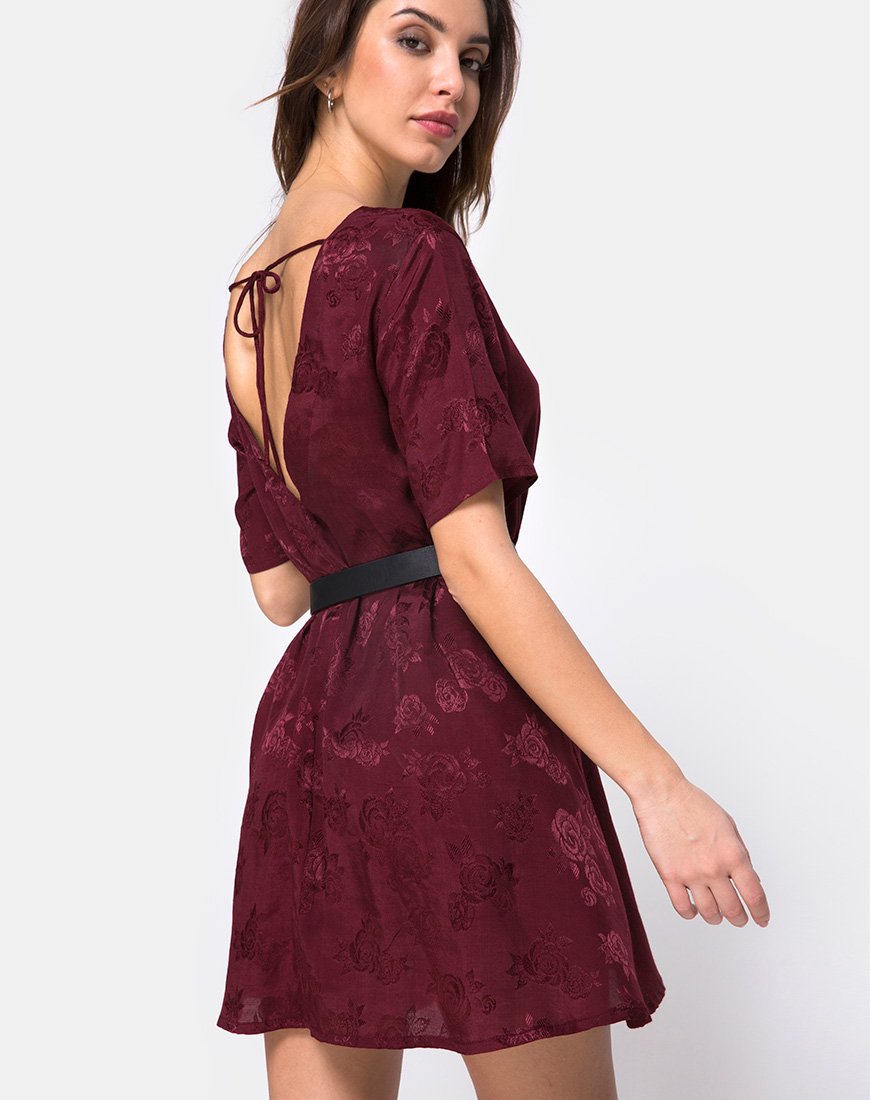 Imagen de Crosena Vestido Swing en Satén Rosa Borgoña