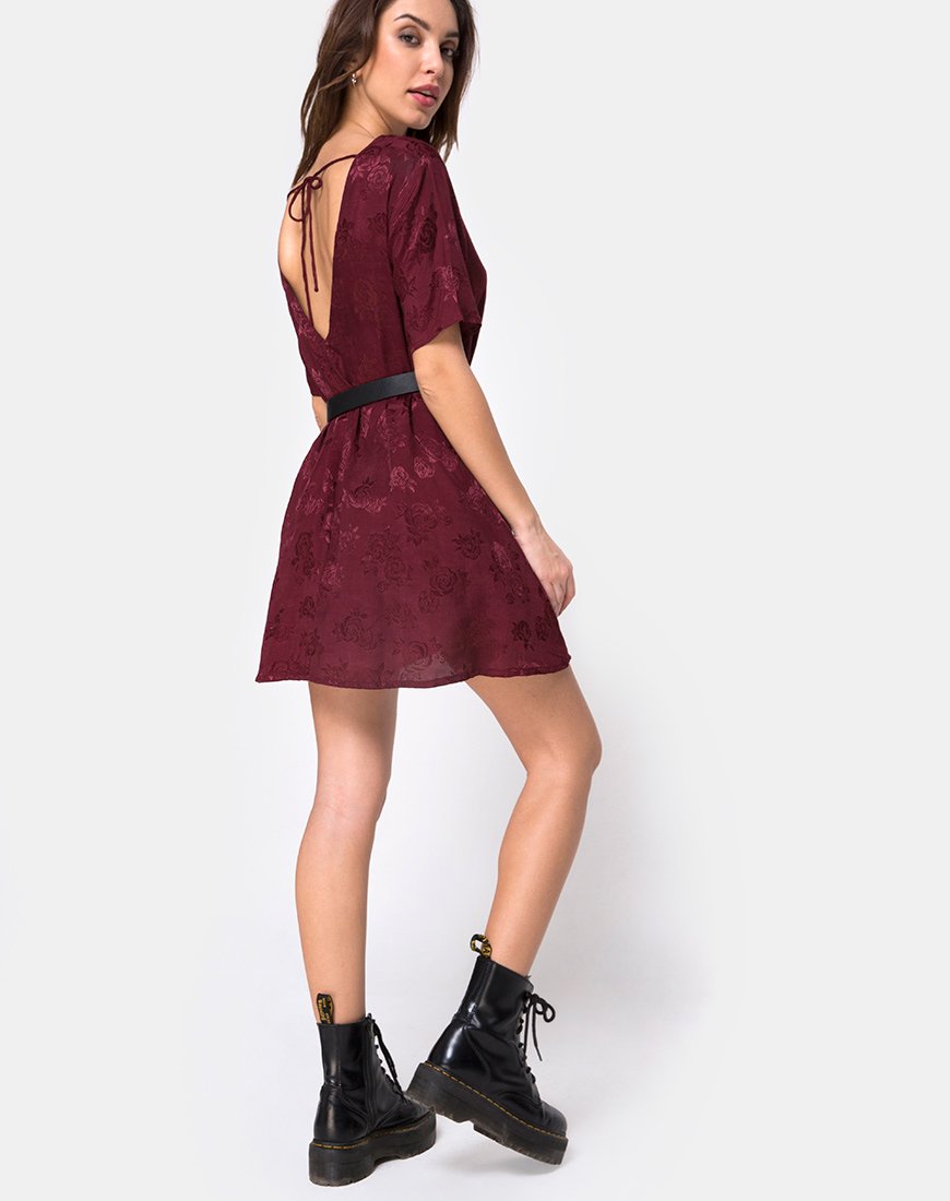 Imagen de Crosena Vestido Swing en Satén Rosa Borgoña