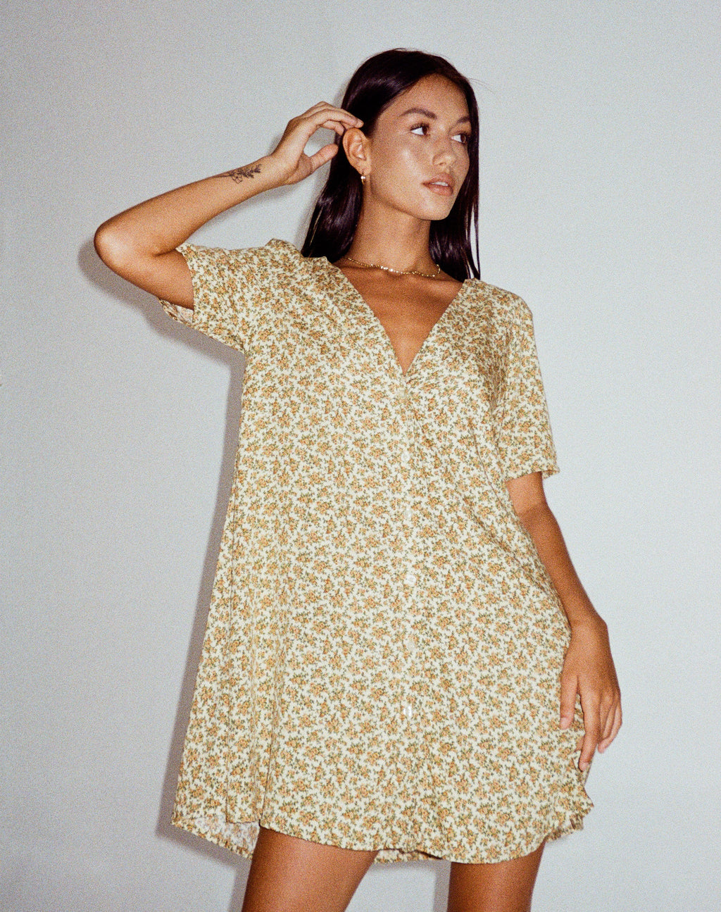Mini Vestido Crosena en Ditsy Lavado