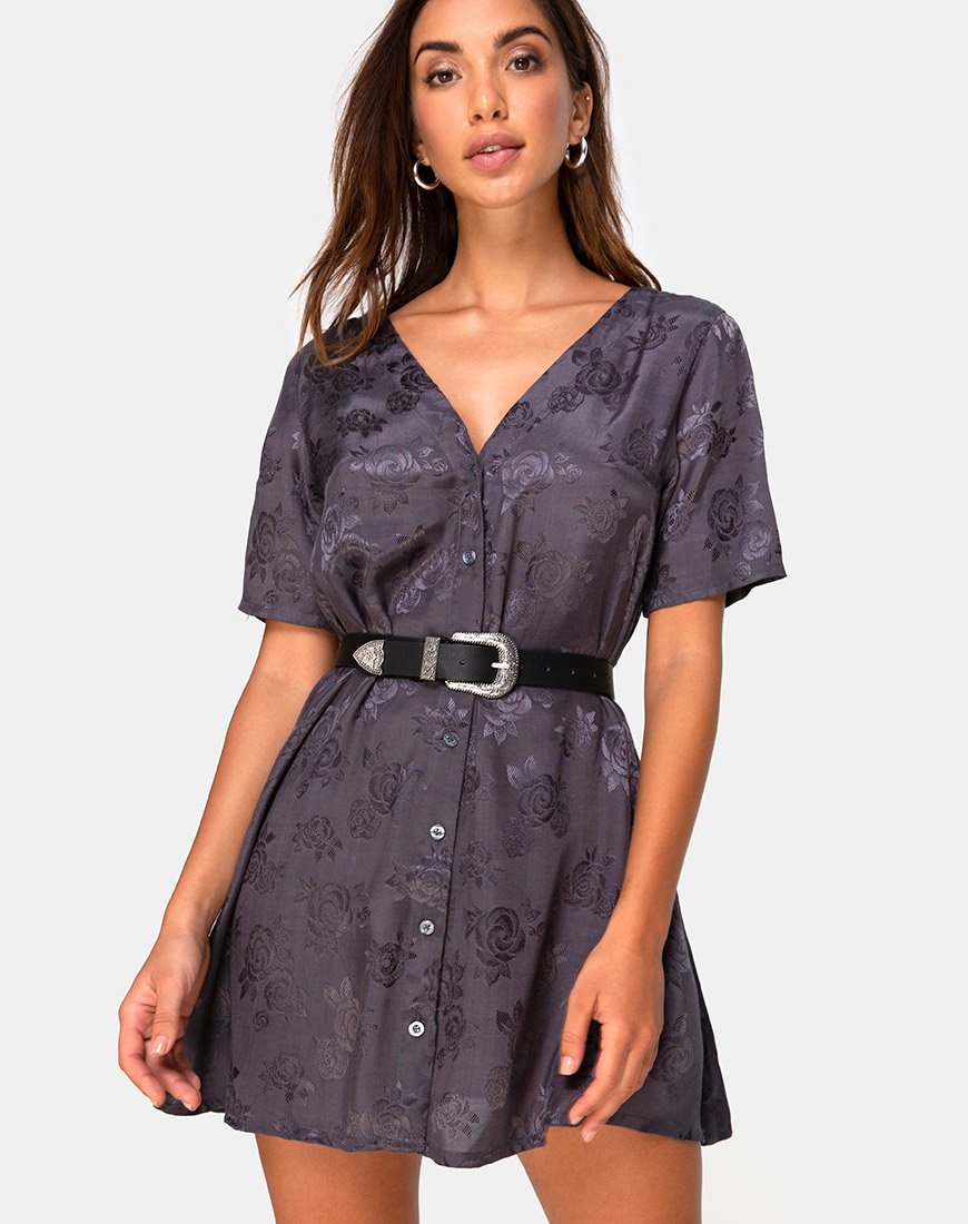 Imagen de Crosena Vestido Swing en Satén Rosa Gris