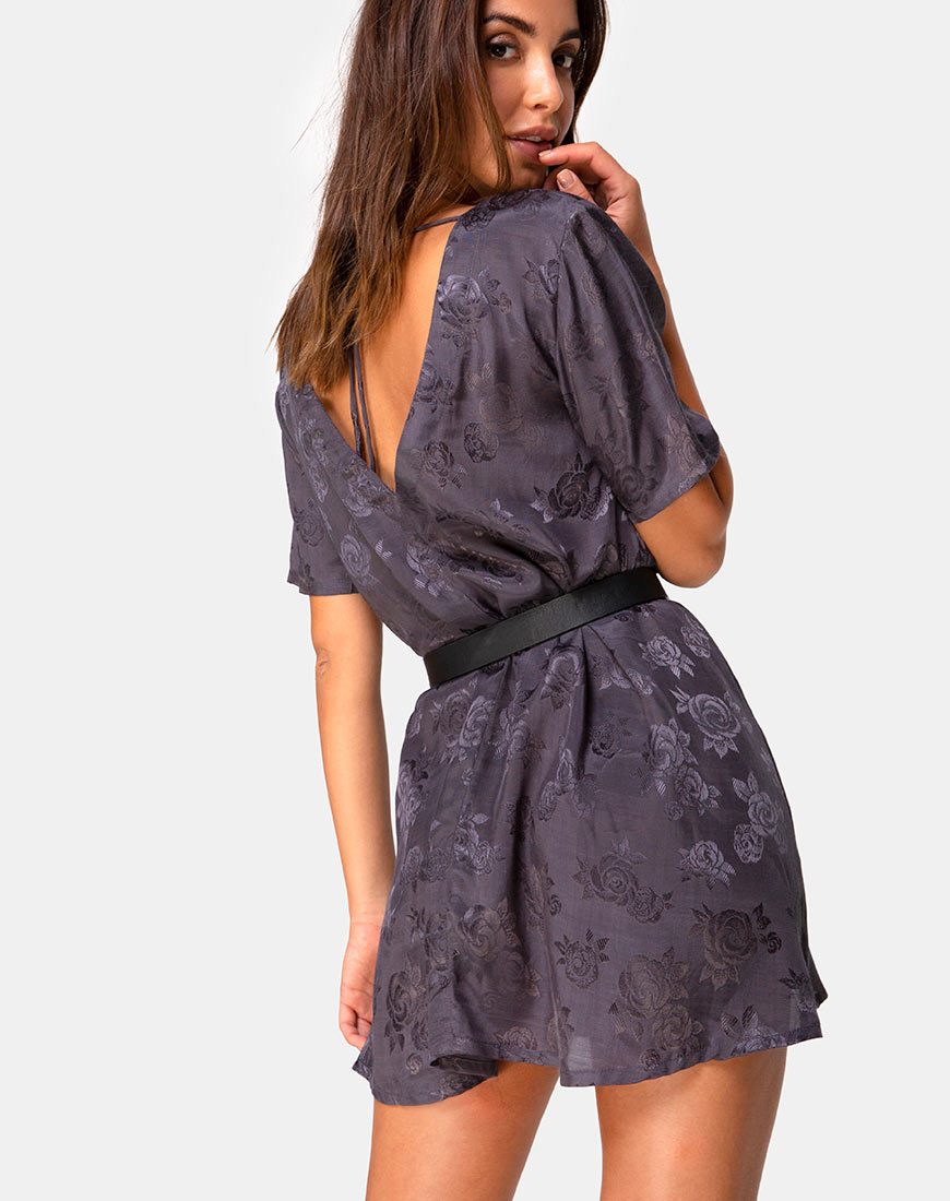 Imagen de Crosena Vestido Swing en Satén Rosa Gris