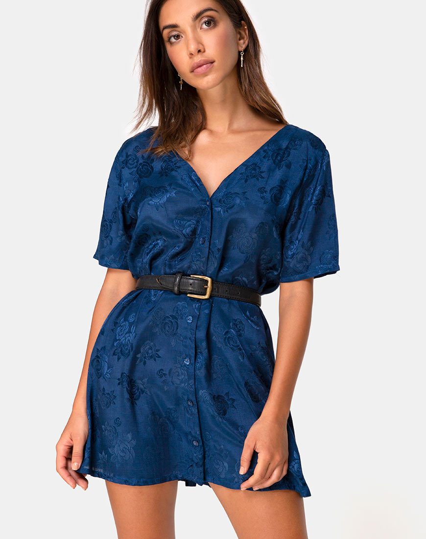 Vestido Crosena en satén rosa marino