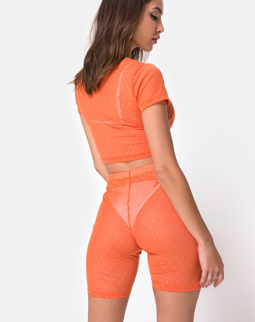 Pantalón Corto para Bicicleta en Red Cristal Naranja