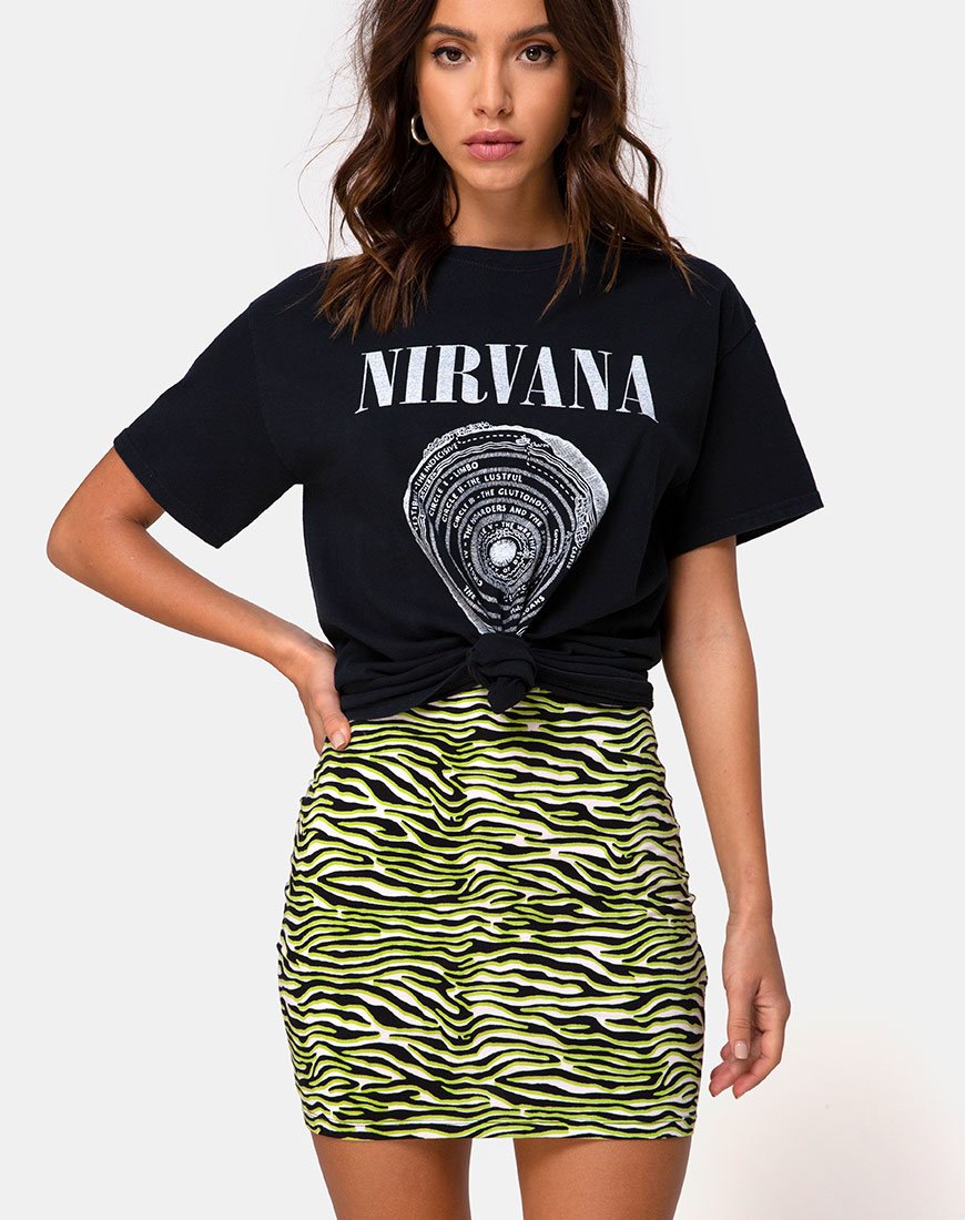 Minifalda Kimmy en cebra verde flúor