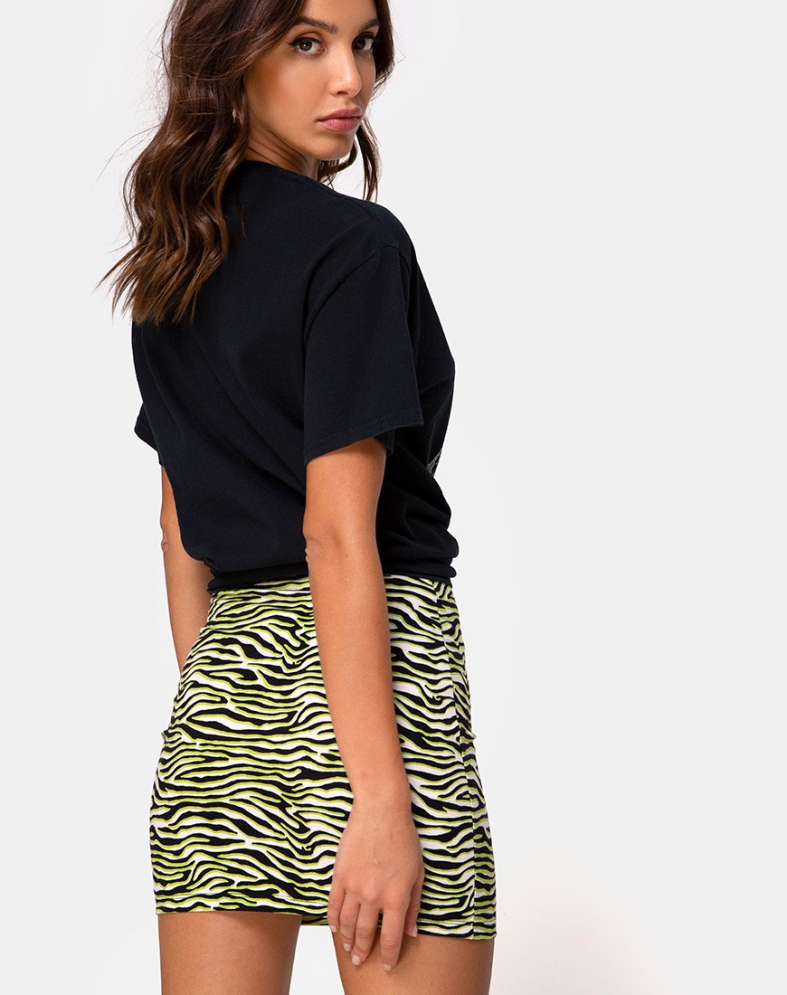 Minifalda Kimmy en cebra verde flúor
