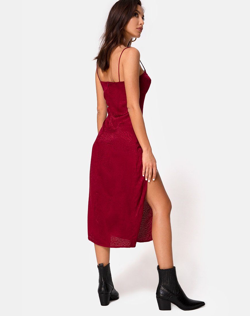 Vestido Midi Ciprés en Satén Chita Frambuesa