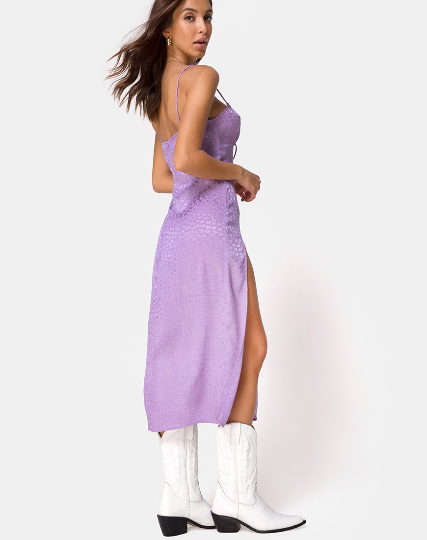 Imagen del vestido Cypress Midi Dress in Satin Ditsy Rose Lavender