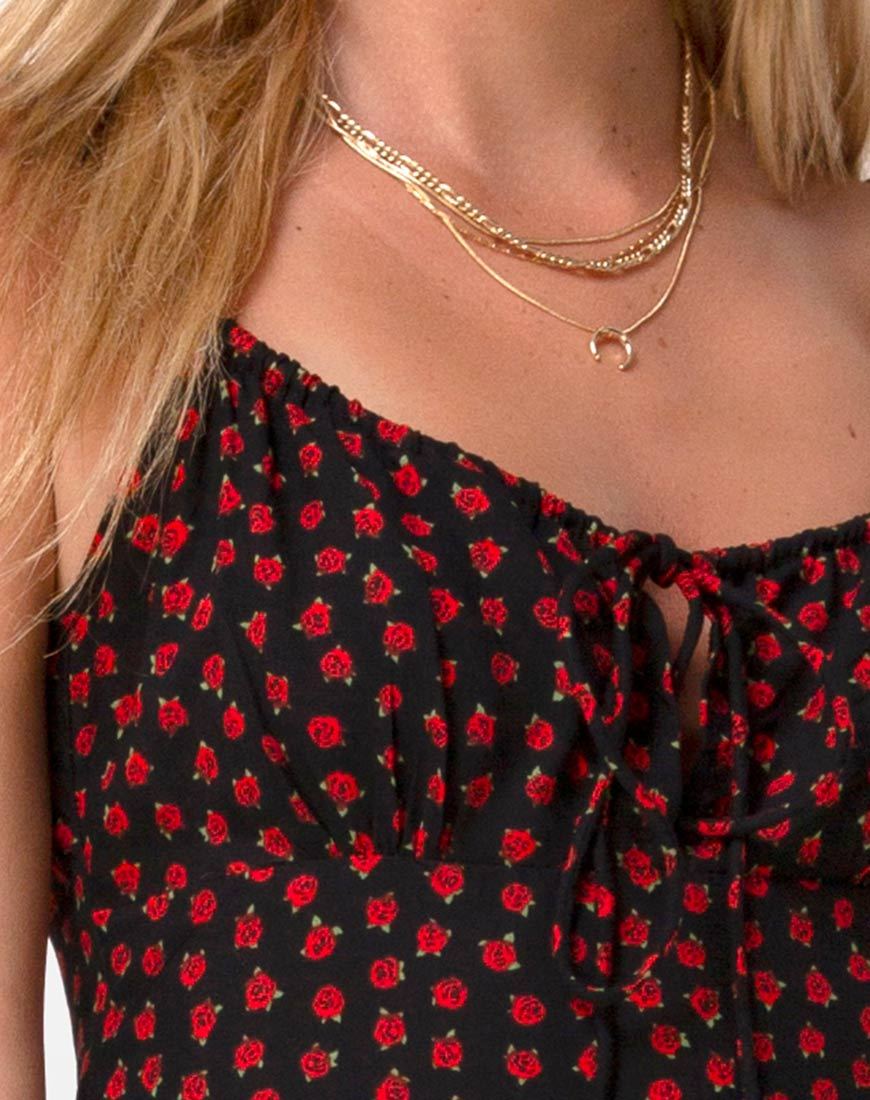 Imagen del vestido Midi Ciprés en Rojo Rosa Lunar