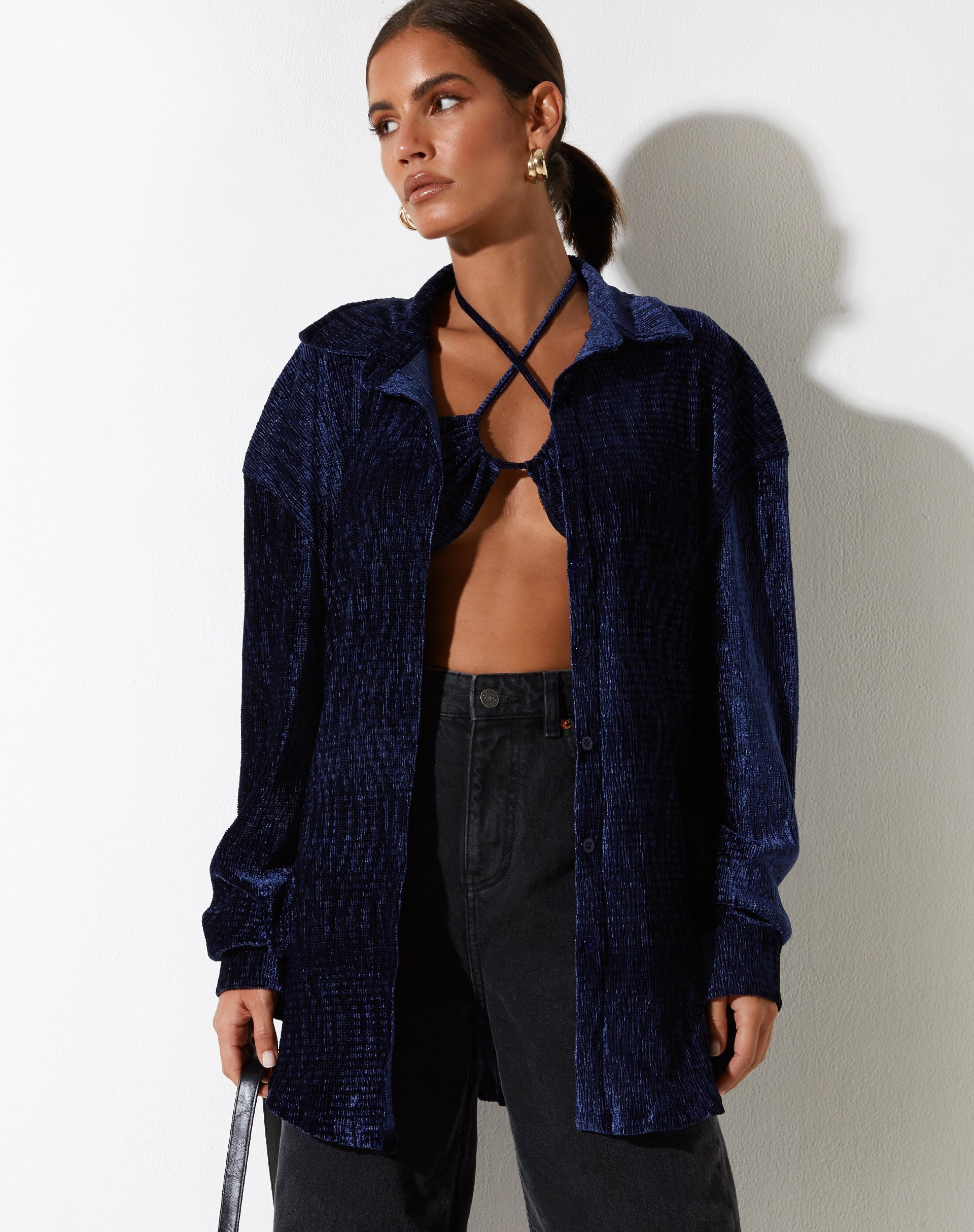 imagen de Dael Oversized Shirt in Velvet Navy