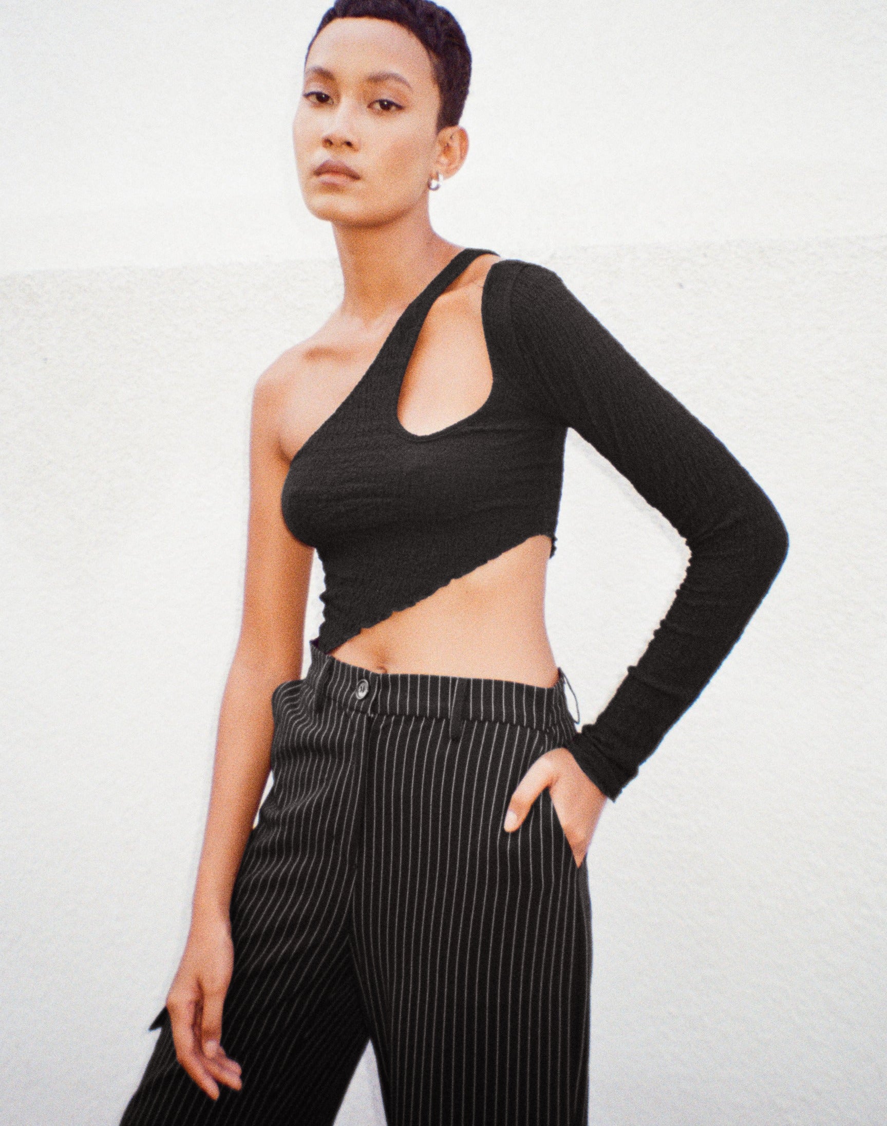 Top Danés en Jersey de Burbujas Negro