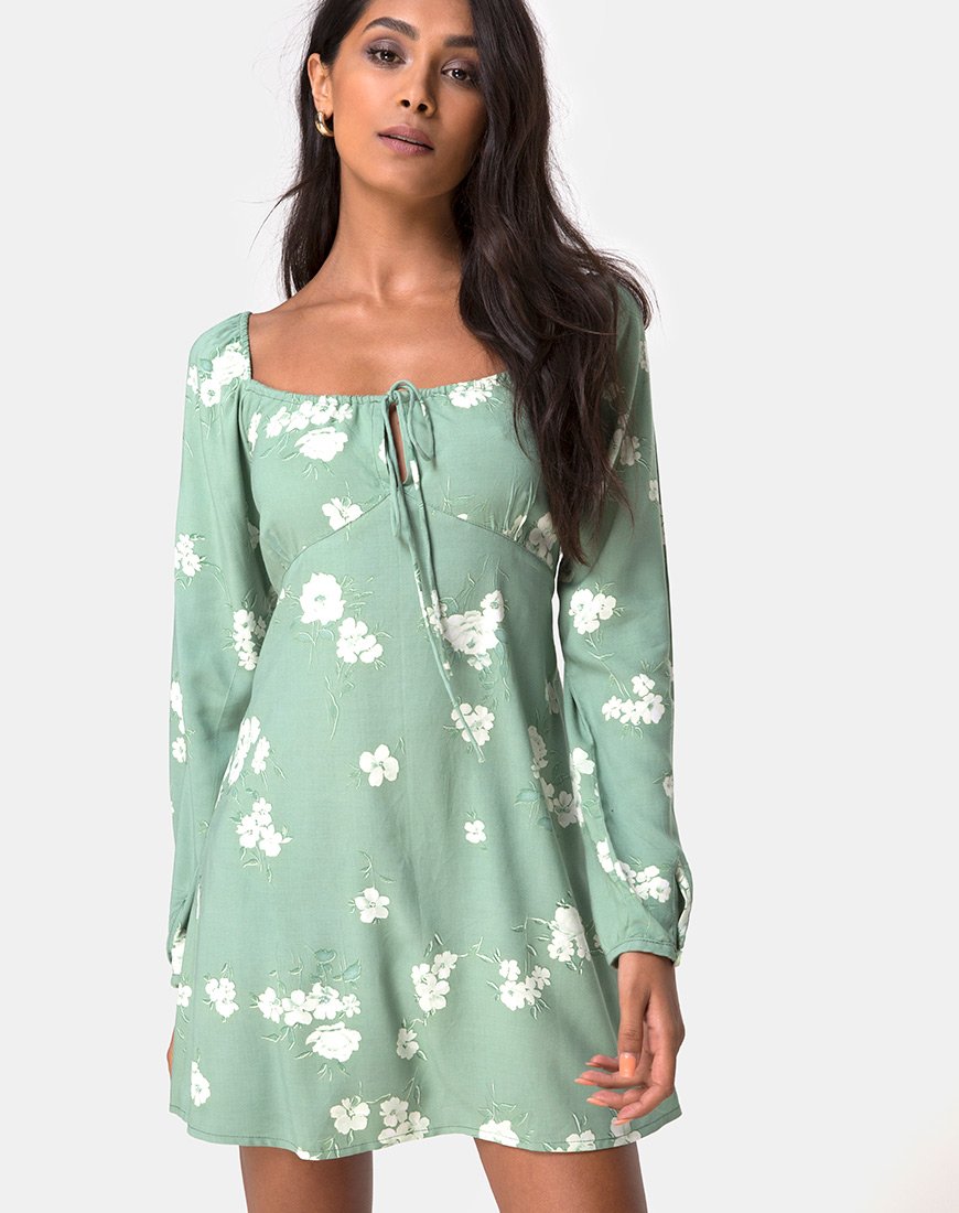Vestido Danila en Mono Flor Verde