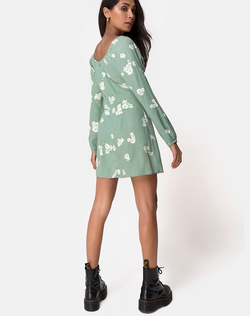 Vestido Danila en Mono Flor Verde