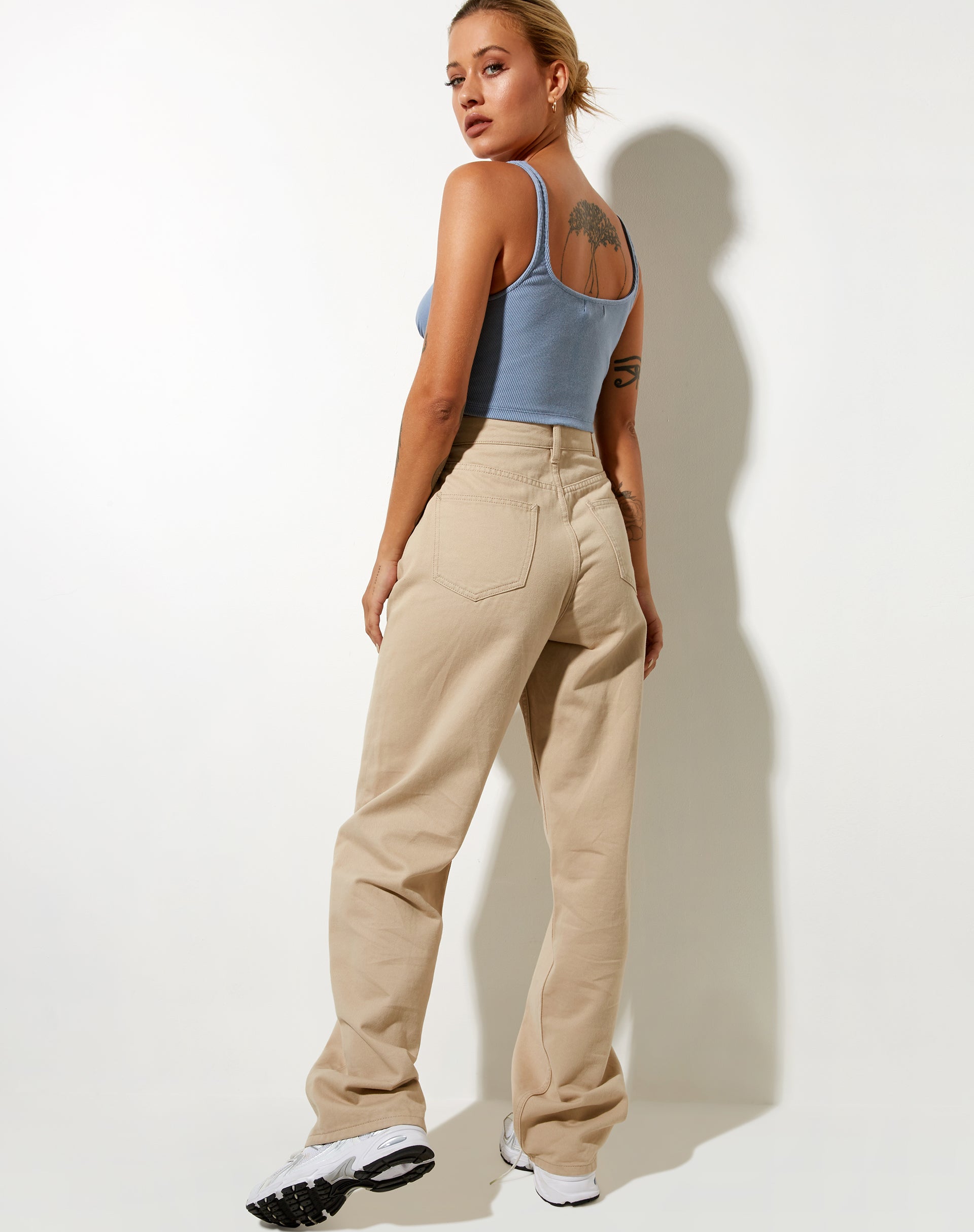 Imagen de Darau Crop Top en canalé Azul empolvado