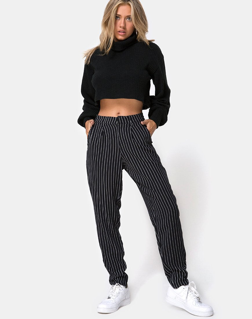 Pantalón Dastan de raya diplomática negro