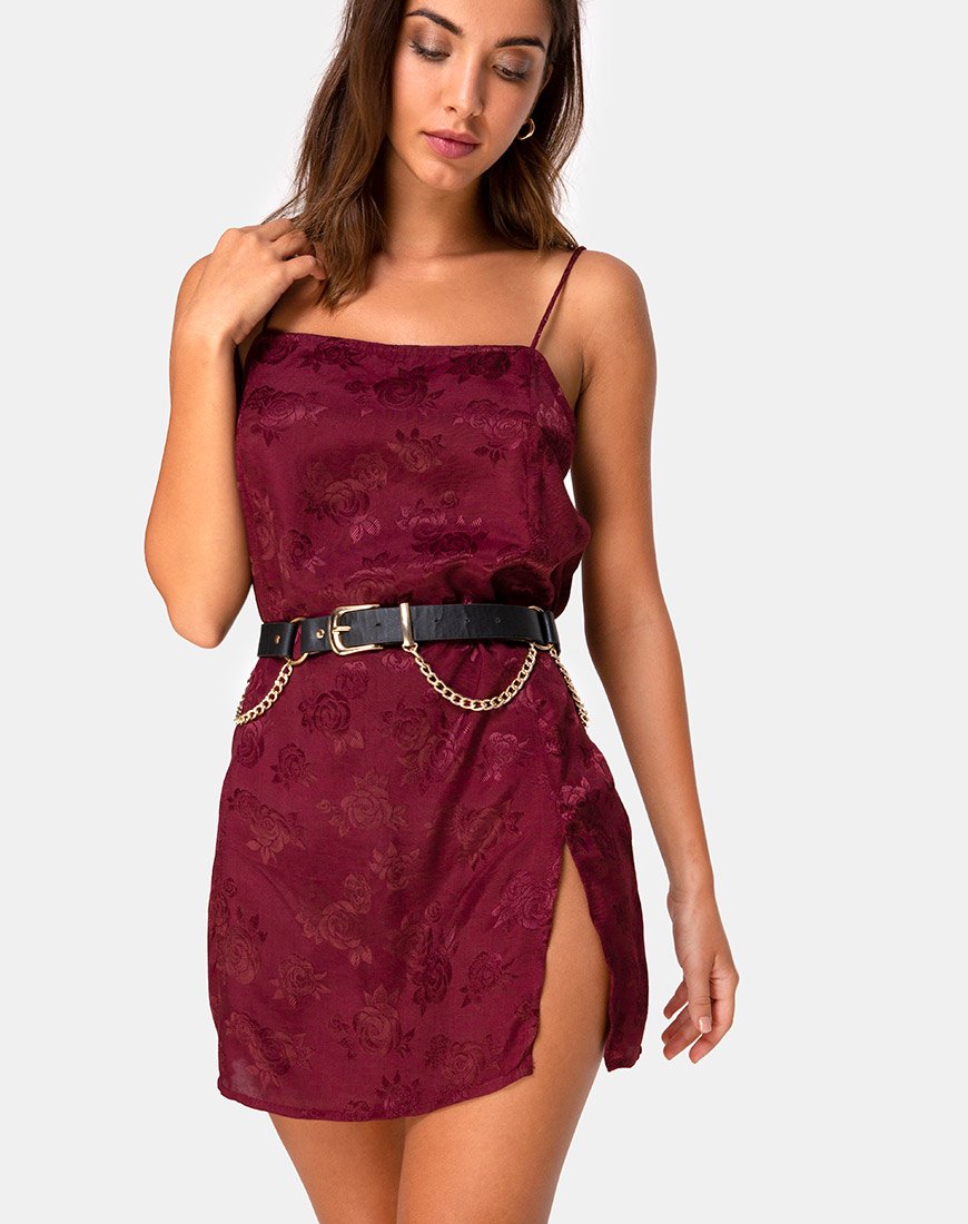 Imagen de Datista Slip Dress en Satén Rosa Borgoña