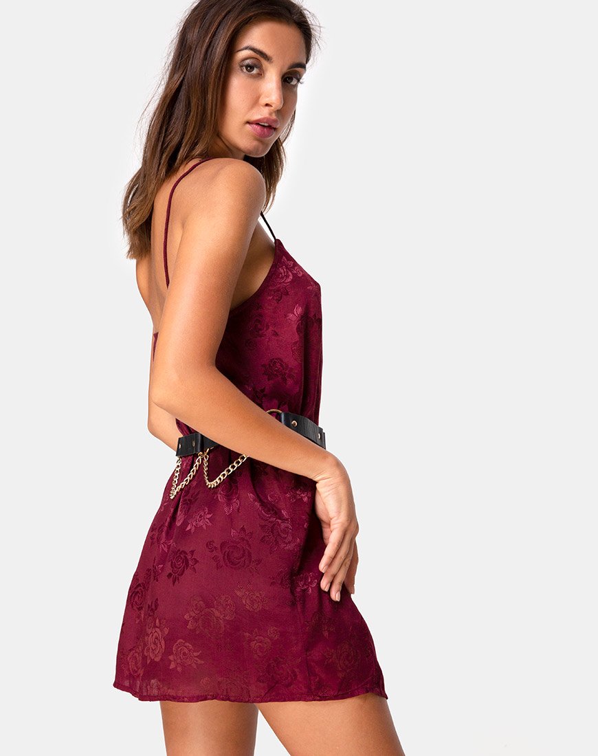 Imagen de Datista Slip Dress en Satén Rosa Borgoña